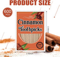 Irenare 600 Pcs Toothpick Cinnamon Wood Flavored Cinnamon Toothpicks Bulk for Adults Disposable Oral Hygiene Teeth Dental Care, 6 Pack