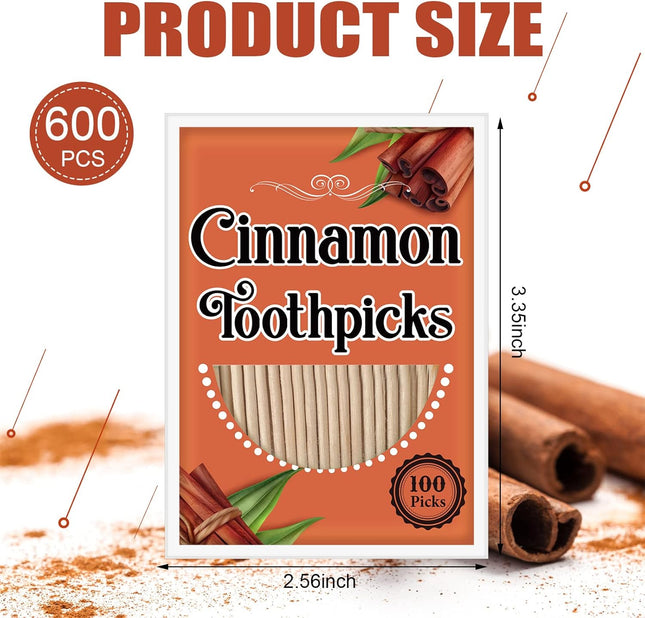 Irenare 600 Pcs Toothpick Cinnamon Wood Flavored Cinnamon Toothpicks Bulk for Ad