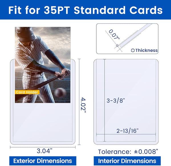 32 Count Card Sleeves Hard Plastic, Sooez 35PT Card Holder, 3" x 4" Baseball Card Protector, Rigid Card Case for Collectible Game Cards, Standard
