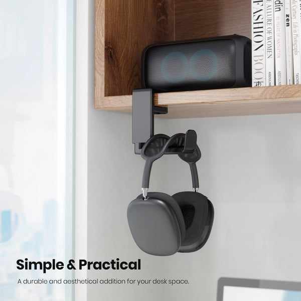 EURPMASK Rotating Headphone Stand - PC Gaming Headset Holder, Adjustable Clamp-on Under Desk Hanger With 360 Degree Swivel & Cable Clip Organizer