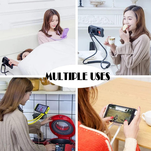 Neck Cell Phone Holder for Desk Bed,Bike and Motorcycle Phone Mount,Lazy Bracket Mobile Phone Stand Holder (Pink)