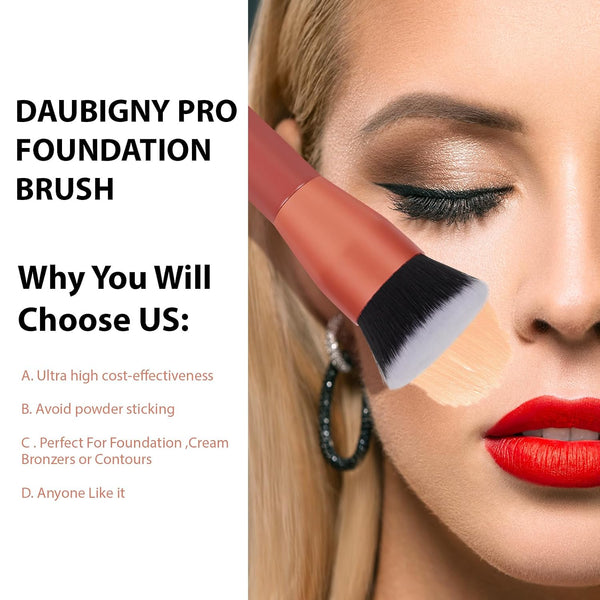 Foundation Brush Daubigny 1.5" Flat Top Kabuki Brush for Liquid Makeup,Premium Makeup Brush and Pro Flat Kabuki Foundation Brush Perfect For