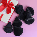 BEAKEY Powder Puff, 12pcs Face Triangle Powder Puffs for Loose & Foundation | Black Velvet Makeup Puff for Contouring & Baking, Ultra-soft Cloud