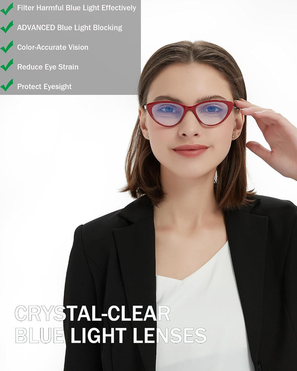 EYEURL 5-Pack Cat Eye Reading Glasses for Women- Men Blue Light Blocking Glasses Stylish Computer Readers for Women Anti Eyestrain & Glare with