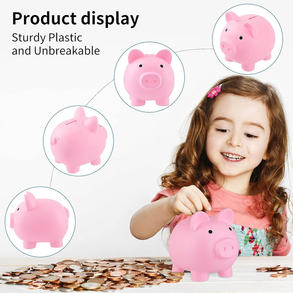 GADIEDIE Large Piggy Banks, Cute Plastic Pig Money Box, Piggy Bank for Girls and Boys, Unbreakable Plastic Coin Bank Fun Gifts for Birthday,