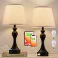 Seealle Touch Lamps for Nightstand - Bedside Lamps Set of 2, 3 Way Dimmable, USB C+A for Bedroom & End Tables (LED Bulbs Included)