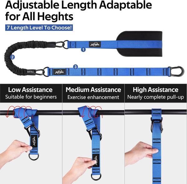 Pull up Assistance Bands, Heavy Duty Assisted Pull up Bands for Pull up Assist, Adjustable Weight/Size with Fabric Feet Mats, Upgrade Pull up