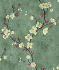 Safiyya 118"x17.7" Green Floral Peel and Stick Wallpaper Vintage Contact Paper Removable Self-Adhesive Wall Paper for Bedroom Vinyl Roll 17.7" x 118"