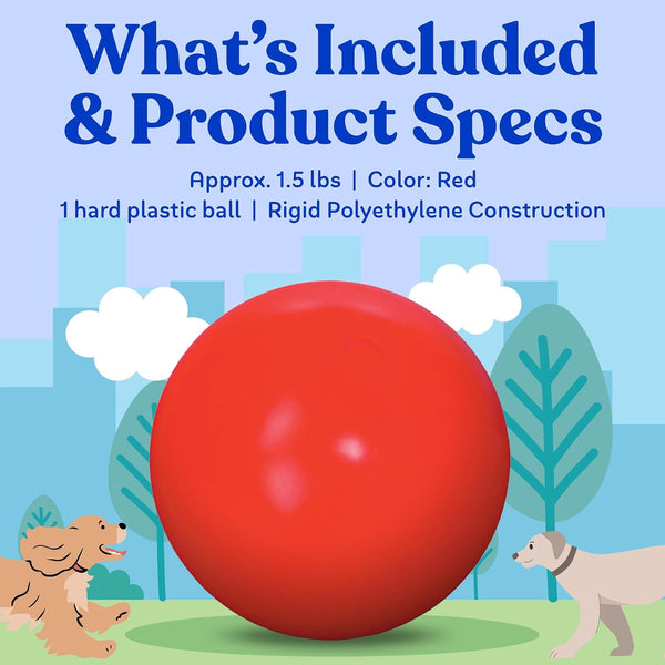 Doggie Dooley Virtually Indestructible Dog Ball - 10 Inch Hard Plastic Interactive Dog Toy for Large Breeds Over 45+ lbs - Built for Herding &