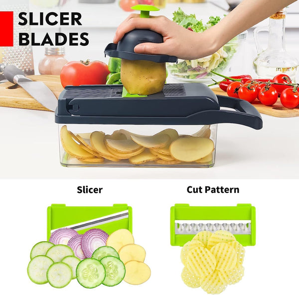 Vegetable Chopper, Pro Onion Chopper, 14 in 1Multifunctional Food Chopper, Kitchen Vegetable Slicer Dicer Cutter,Veggie Chopper With 8