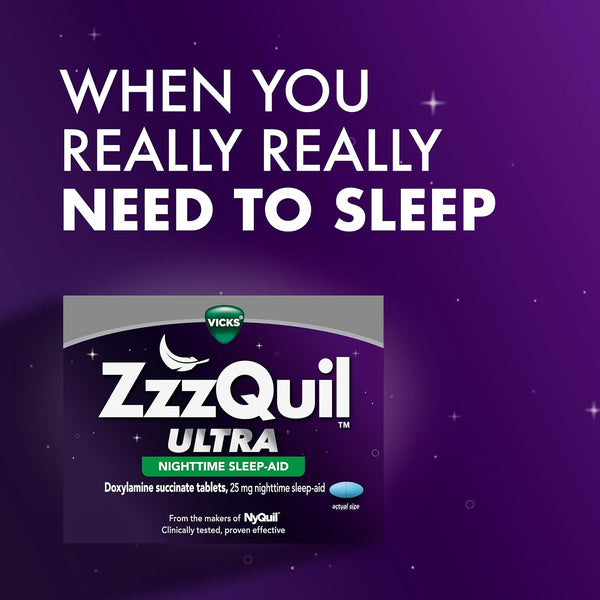 ZzzQuil, Ultra, Sleep Aid, Doxylamine Succinate 25mg, Sleep Aids for Adults, Nighttime Sleep Aid, 48 Count