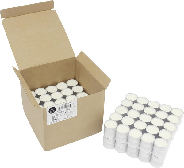 Stonebriar Unscented Long Burning White Tealight Candles, Bulk Pack, 6-7 Hour Burn Time, Smokeless Tealights for Parties, Weddings, Home, 200