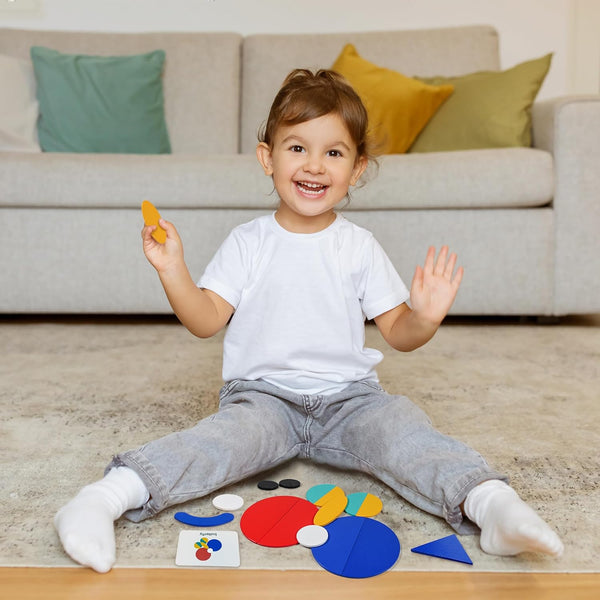Likee Open Ended Wooden Shape Puzzles (36 Blocks&60 Cards) for Toddlers 3+ Years Old, Montessori Development Toys Preschool Education Activity