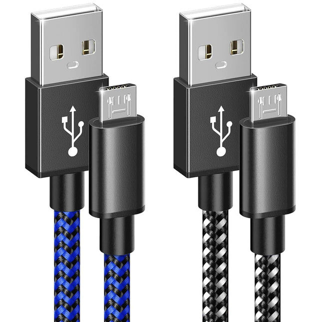6Amlifestyle PS4 Controller Charger Charging Cable, 2 Pack 10Ft Extra Long Micro USB 2.0 Cable, Nylon Braided Cord, for 