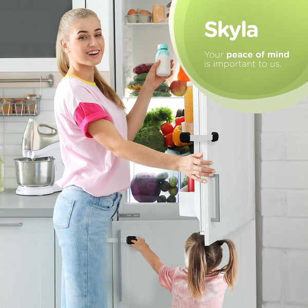 Baby Proofing Child Safety Locks (16 Pack) by Skyla Homes - The Safest, Quickest and Easiest 3M Adhesive Cabinet Latches, No Screws & Magnets,