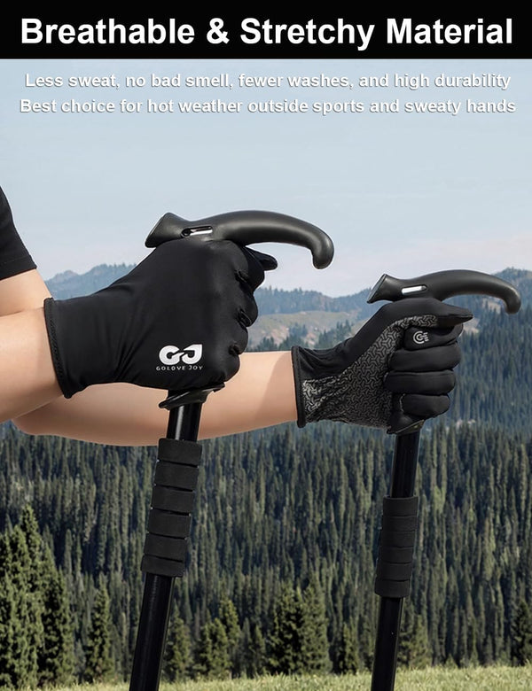 SUJAYU Full Finger Thin Hiking Gloves Women Men, Light Touchscreen UV Gloves for Hiking Running Workout Driving Women Men Black Small