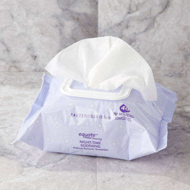 Equate Beauty Night-Time Soothing Makeup Remover Wipes, 40 Count, 2 Pack