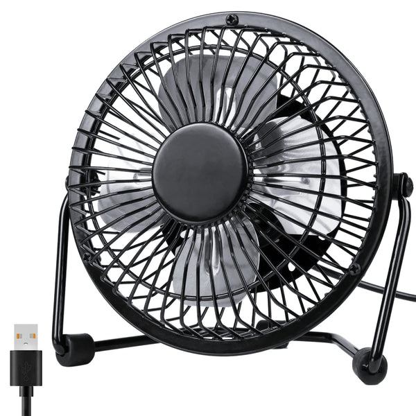 Zuvas Desk Fan Quiet Small USB Fan, Portable 4 inch Metal Fan, 2 Speed | USB Powered Electric Fan, 360° Rotation, Quiet Operation, Mechanical