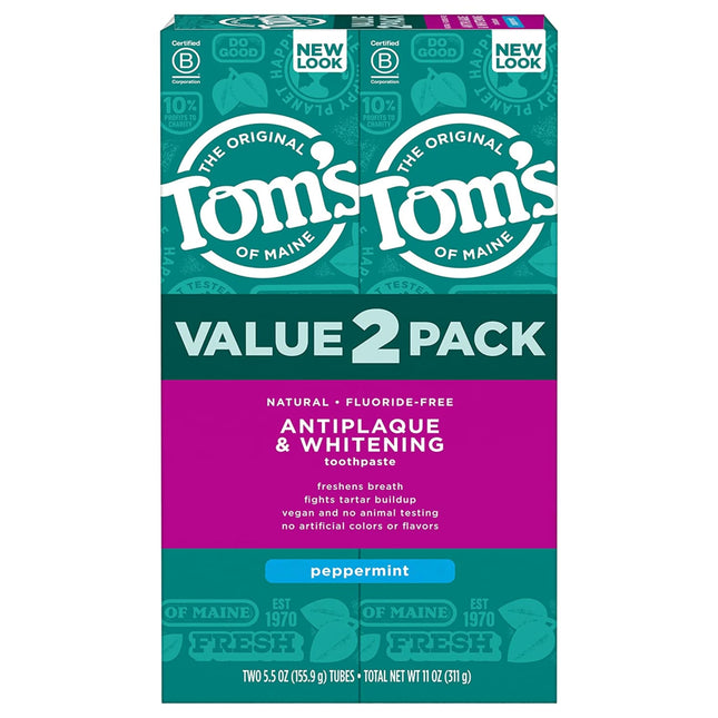 Tom'S of Maine Fluoride-Free Antiplaque & Whitening Natural Toothpaste, Peppermi