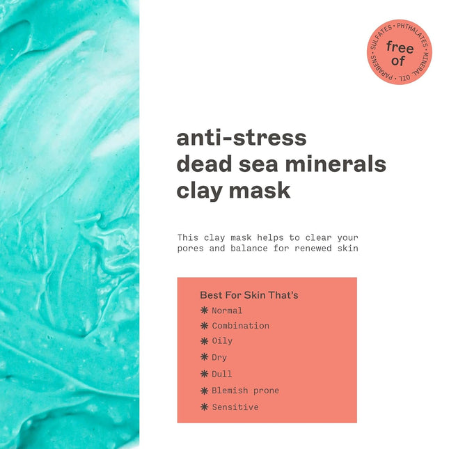 Freeman Anti-Stress Clay Mask, Dead Sea Mineral Face Mask, Lavender & Sea Salt B