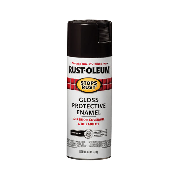 Rust-Oleum 262661 Stops Rust Spray Paint, 12 oz, Gloss Dark Walnut Gloss Dark Walnut 12 Ounce (Pack of 1) Gloss