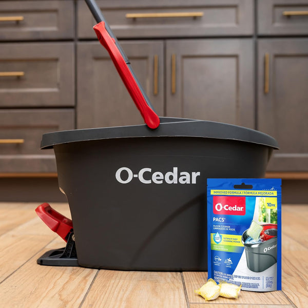 O-Cedar PACS Hard Floor Cleaner, Crisp Citrus Scent 10 Count (1-Pack) | Made with Naturally-Derived Ingredients | Safe to Use on All Hard Floors |