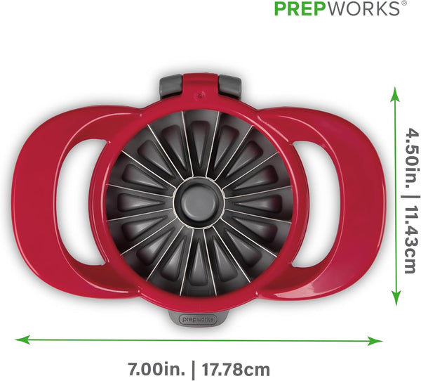 PrepWorks Apple Slicer and Corer, Attached Safety Cover, Cuts 16 Thin Apple Slices, Red Red 16 Slice