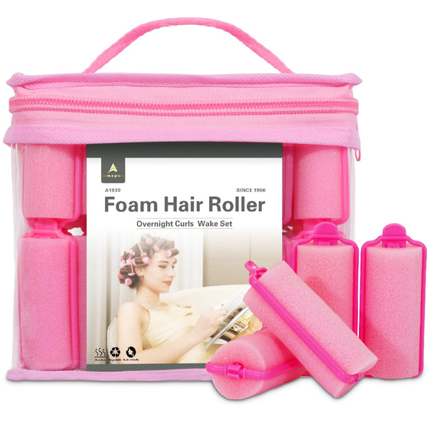 36-Pack Soft Foam Hair Rollers for Overnight Styling - Flexible Sponge Curlers for Frizz-Free, Damage-Free Curls (Pink, 0.98 Inch) 2.8x0.98inch-Pink