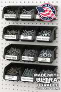 Wallpeg Made in USA Pegboard Bins - Kit PB-6 Hooks to Peg Board Panel Organize Hardware Arrange Accessories Workbench Tool Organizer Garage Stora