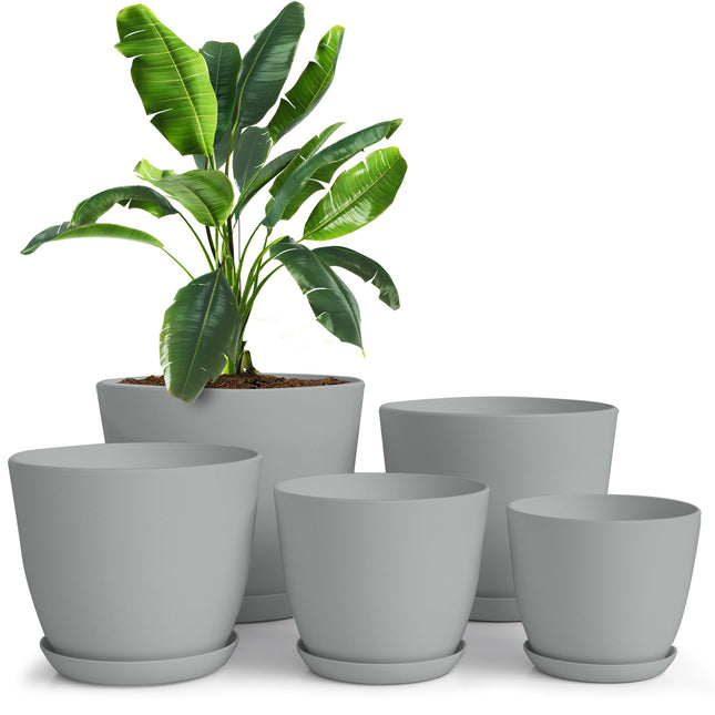 Utopia Home - Plant Pots Indoor with Drainage - 7/6.6/6/5.3/4.8 Inches Flower Po