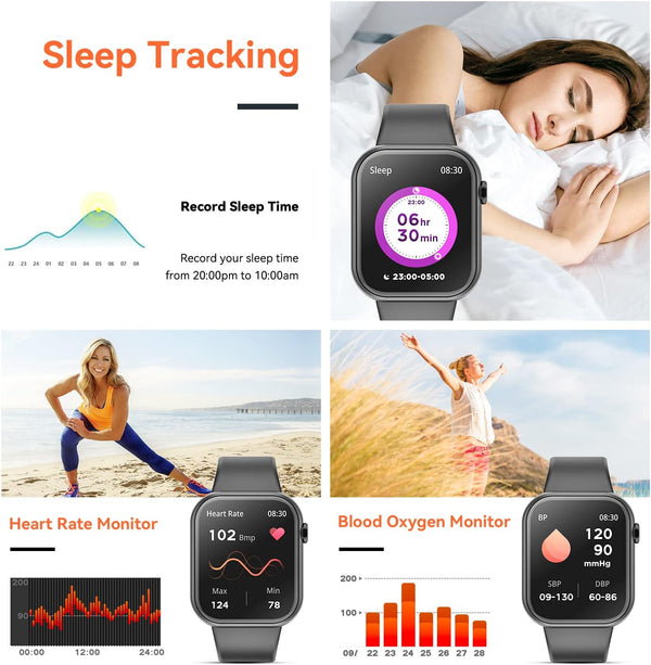 Hwagol Smart Watch (Answer/Make Call) 1.85inch Fitness Tracker, DIY Dials/Pedometer/Calories/Multiple Sport Modes/Voice Assistant, Smart Watches