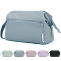 Narwey Wide-Open Makeup Bag Women Make up Bag Travel Cosmetic Bag Organizer Toiletry Bag for Cosmetics Toiletries Accessories (Greyish Blue)