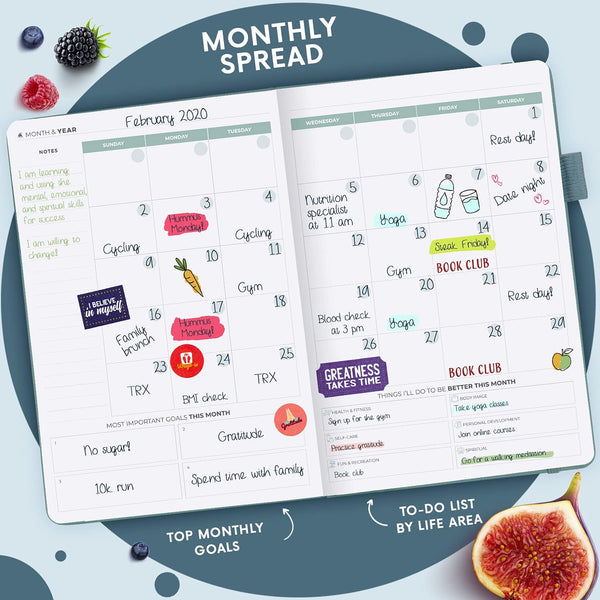 Clever Fox Wellness Planner - Weekly & Daily Health and Wellness Log, Food Journal & Meal Planner Diary for Calorie Counting, Notebook for Medical