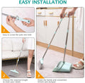 XXXFLOWER Broom and Dustpan Set with Cleaning Teeth, 54.5" Long Handle Indoor Sweeping Combo for Home Office Kitchen, Bluish Green