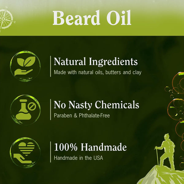Compass Soap's 41° North - Natural Beard Oil for Men | Beard Oil for Nourishment and Hydration | Infused with Bergamot, Juniper Berry & Patchouli