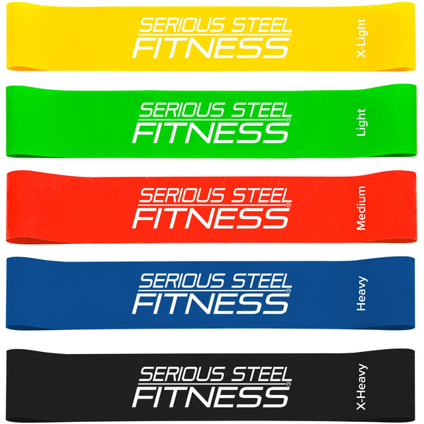 Serious Steel Fitness Mini Resistance Loop Bands | Rehab and Prehab Stretch Bands | 12" Exercise Workout Bands (Sets of 5 Pack and Sets of 10 Pack