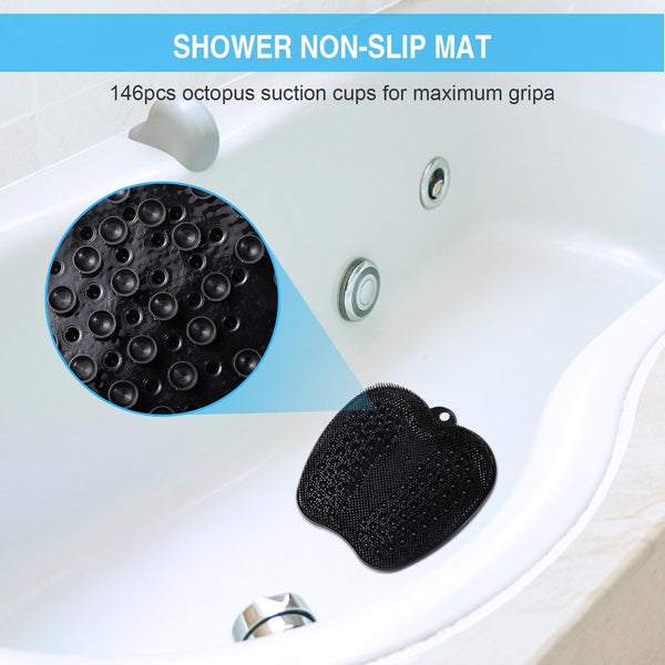 BESKAR Larger Shower Foot Scrubber Mat with Non-Slip Suction Cups- Cleans, Smooths, Exfoliates & Massages your Feet Without Bending, Improve Foot