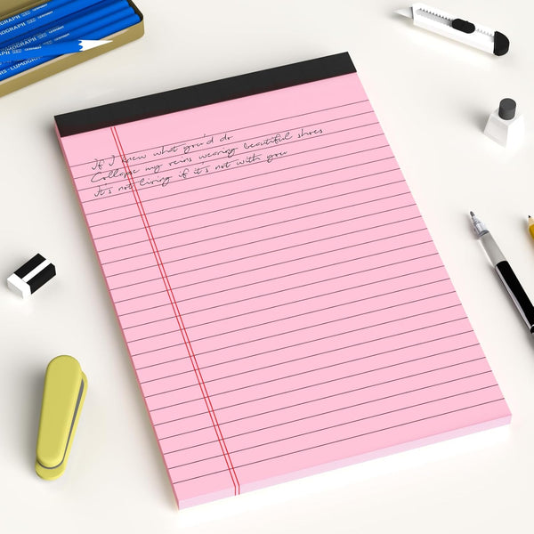 AILZFEI 6pcs Small Note Pad 5x8 College Ruled Pink Legal Pads Paper Notepads 6 Pack Study Back Writing Pads 5 x 8 Legal Pads Perforated Narrow