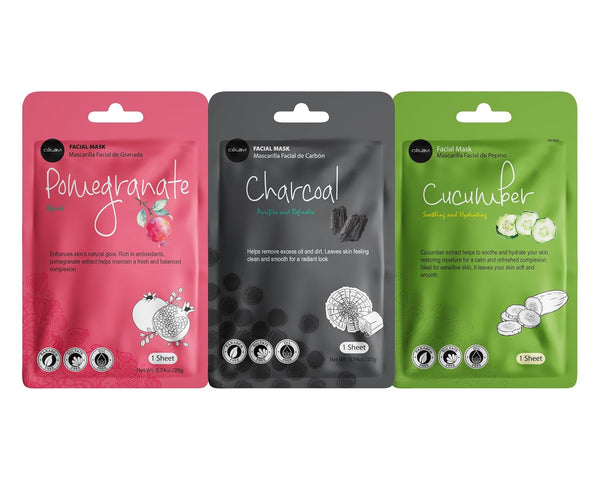 Celavi Essence Facial Face Mask Paper Sheet Korea Skin Care Moisturizing 9 Pack (Mix of 9) 1 Count (Pack of 9) Mix of 9