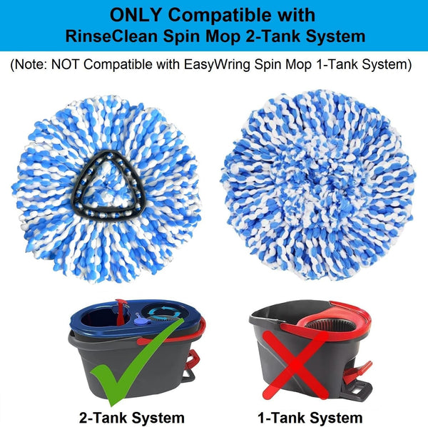 3 Pack Spin Mop Replacement Heads Compatible with O Cedar Rinseclean 2-Tank System, Microfiber Spin Mop Refills Replace Heads, Deep Cleaning,