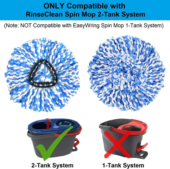 3 Pack Spin Mop Replacement Heads Compatible with O Cedar Rinseclean 2-Tank System, Microfiber Spin Mop Refills Replace 