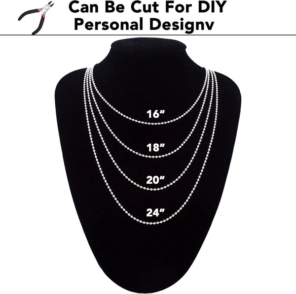 50-Pack Dog Tag Chain Ball Chain Necklace Bulk, Beaded Necklace Chains for Jewelry Making DIY Crafts, Military Blank Dog Tag Necklace for Men,