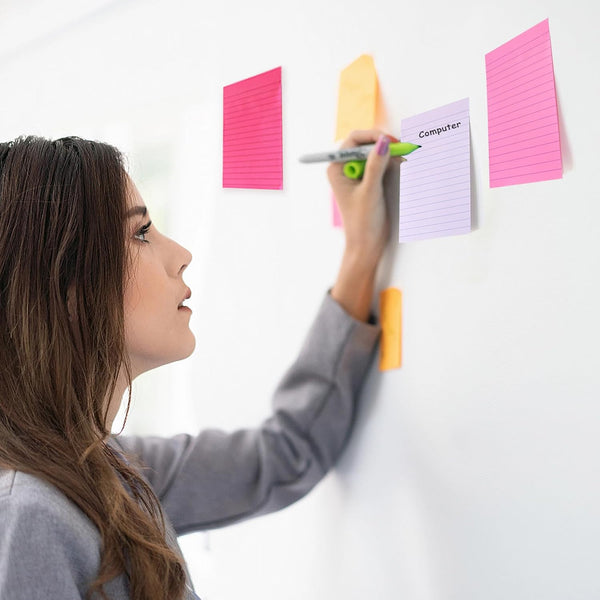 9 Pack Lined Sticky Notes 4X6 in Post Sticky Notes with Lines, Large Ruled Post Sticky Colorful Super Sticking Power Memo Pads Strong Adhesive