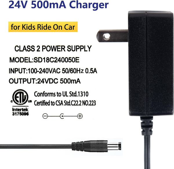 24V Charger for Ride On Car, 24V Battery Charger for Ride on Toys | for Lead-Acid Batteries Only