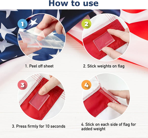 Flag Weights for Bottom of Flag - Adhesive Flag Weights for Large Flags to Keep from Tangling & Blowing - Weather Resistant Adhesive Curtain