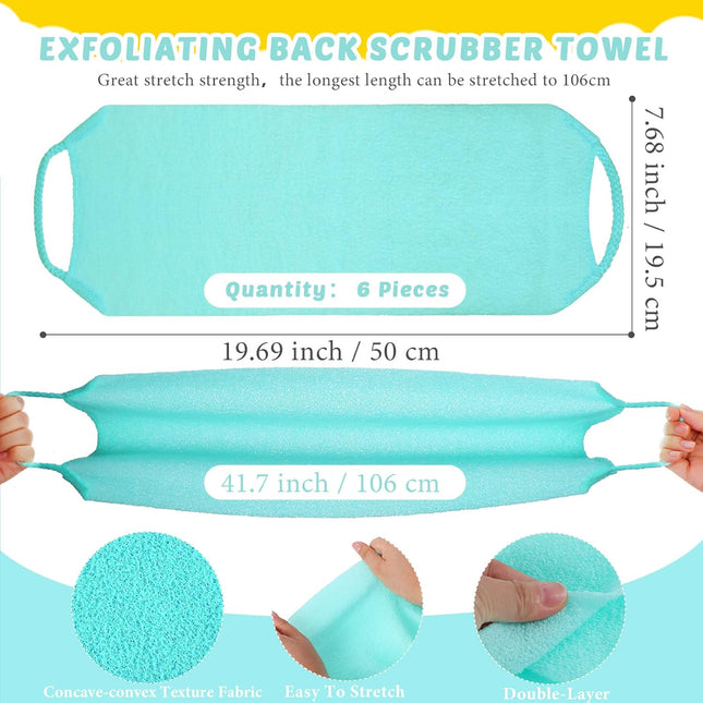 4 Pack Exfoliating Washcloth Back Scrubber Set, 2 Exfoliating Body Scrubber Nylon Back Body Scrub Towel, 2 Pairs Shower 