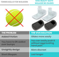 Vive Walker Ski Glides & Covers 4 PCS - Tennis Ball Accessories Sliders for Seniors, Universal, Heavy Duty - Precut Medical Folding Rolling Slider