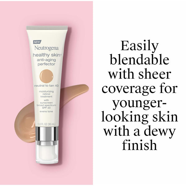 Neutrogena Retinol Treatment and Tinted Facial Moisturizer, Healthy Skin Anti-Aging Perfector with Broad Spectrum SPF 20 Sunscreen with Titanium
