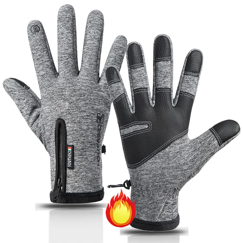 10℉ Winter Gloves Men Women Warm Glove Touch Screen for Cycling Running Fishing Driving Hiking Skiing Cold Weather Large Grey