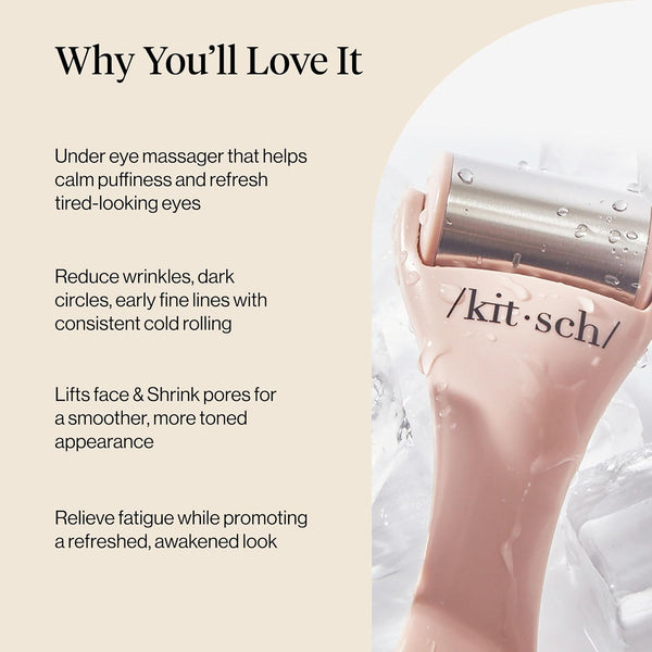 Kitsch Ice Roller for Face – Stainless Steel Ice Face Roller to Reduce Puffiness, Redness & Headaches – Cooling Facial Roller for Skin Care,